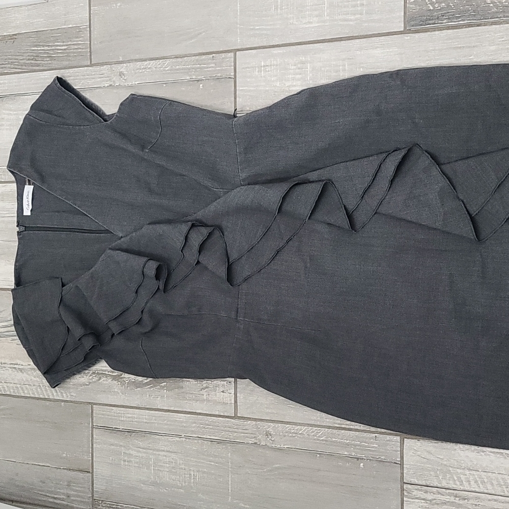 Calvin Klein Gray Ruffle dress